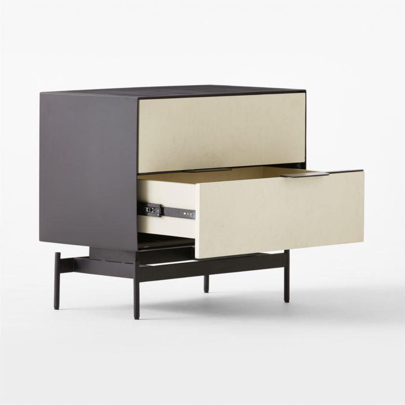 Avers 2-Drawer Plaster and Black Metal Nightstand - image 6 of 12