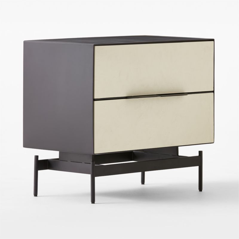 Avers 2-Drawer Plaster and Black Metal Nightstand - image 5 of 12