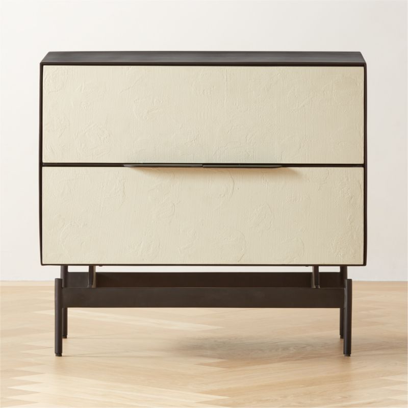 Avers 2-Drawer Plaster and Black Metal Nightstand - image 0 of 12