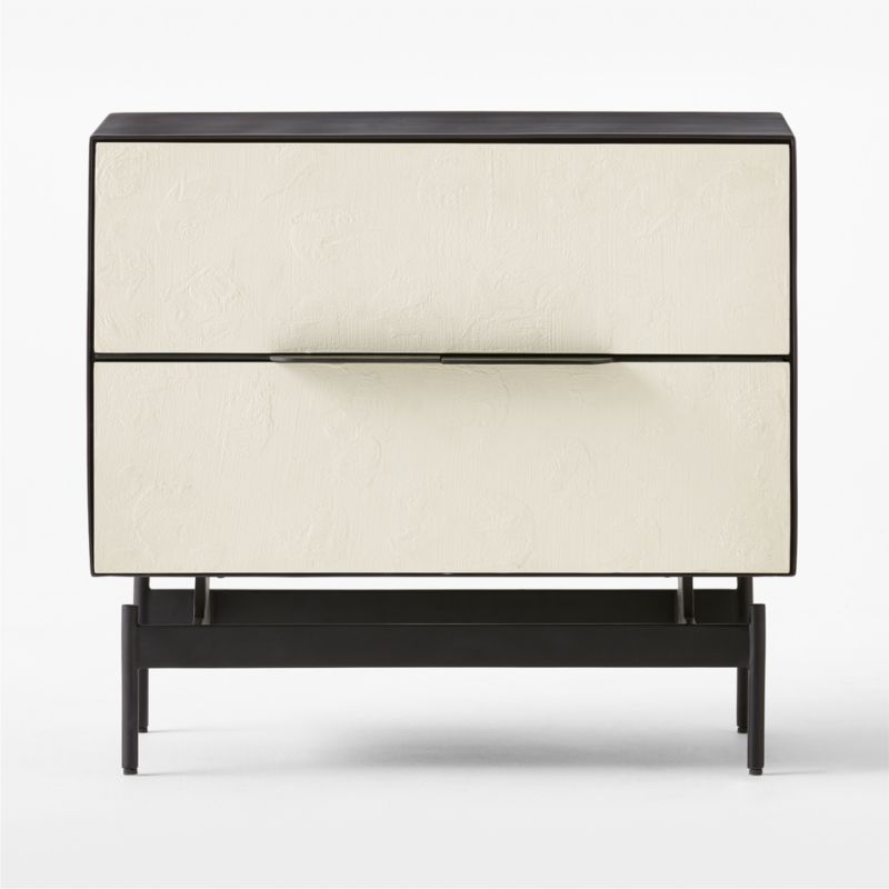 Avers 2-Drawer Plaster and Black Metal Nightstand - image 4 of 12