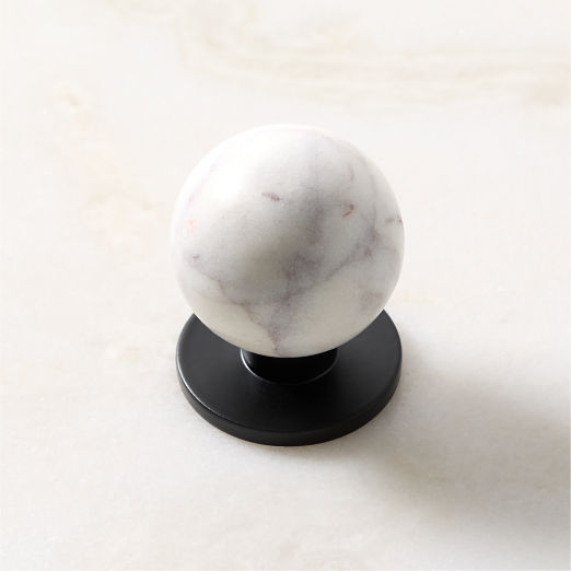 Avery Black and Carrara Marble Cabinet Knob 1.25''