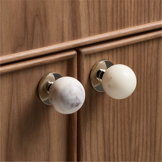 Avery Polished Nickel and Carrara Marble Cabinet Knob 1.25''