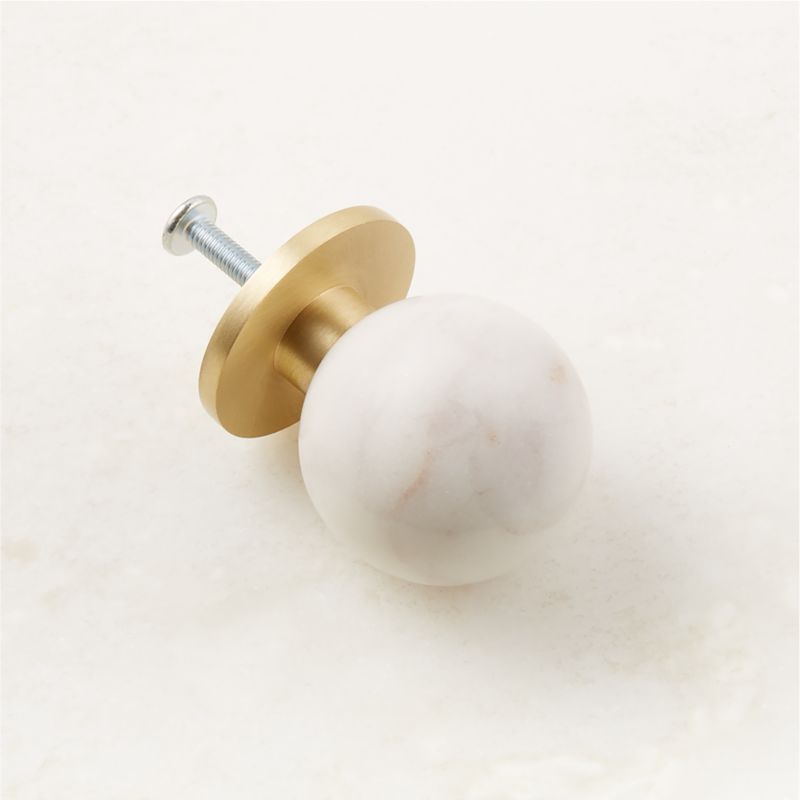 Avery Brushed Brass and Carrara Marble Knob 1.25'' - image 4 of 5