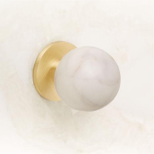 Avery Brushed Brass and Carrara Marble Knob 1.25''