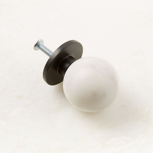 Avery Black and Carrara Marble Knob 1.25''