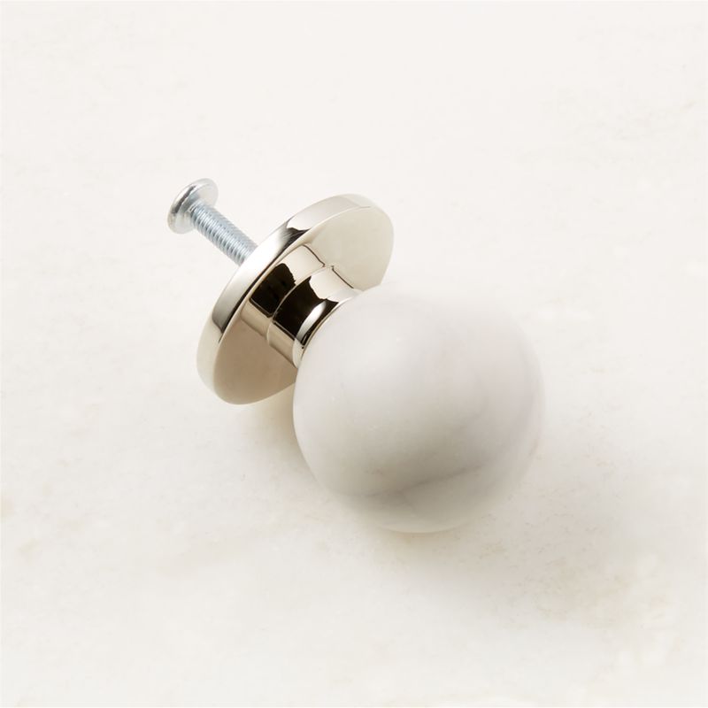 Avery Polished Nickel and Carrara Marble Knob 1.25'' - image 4 of 5