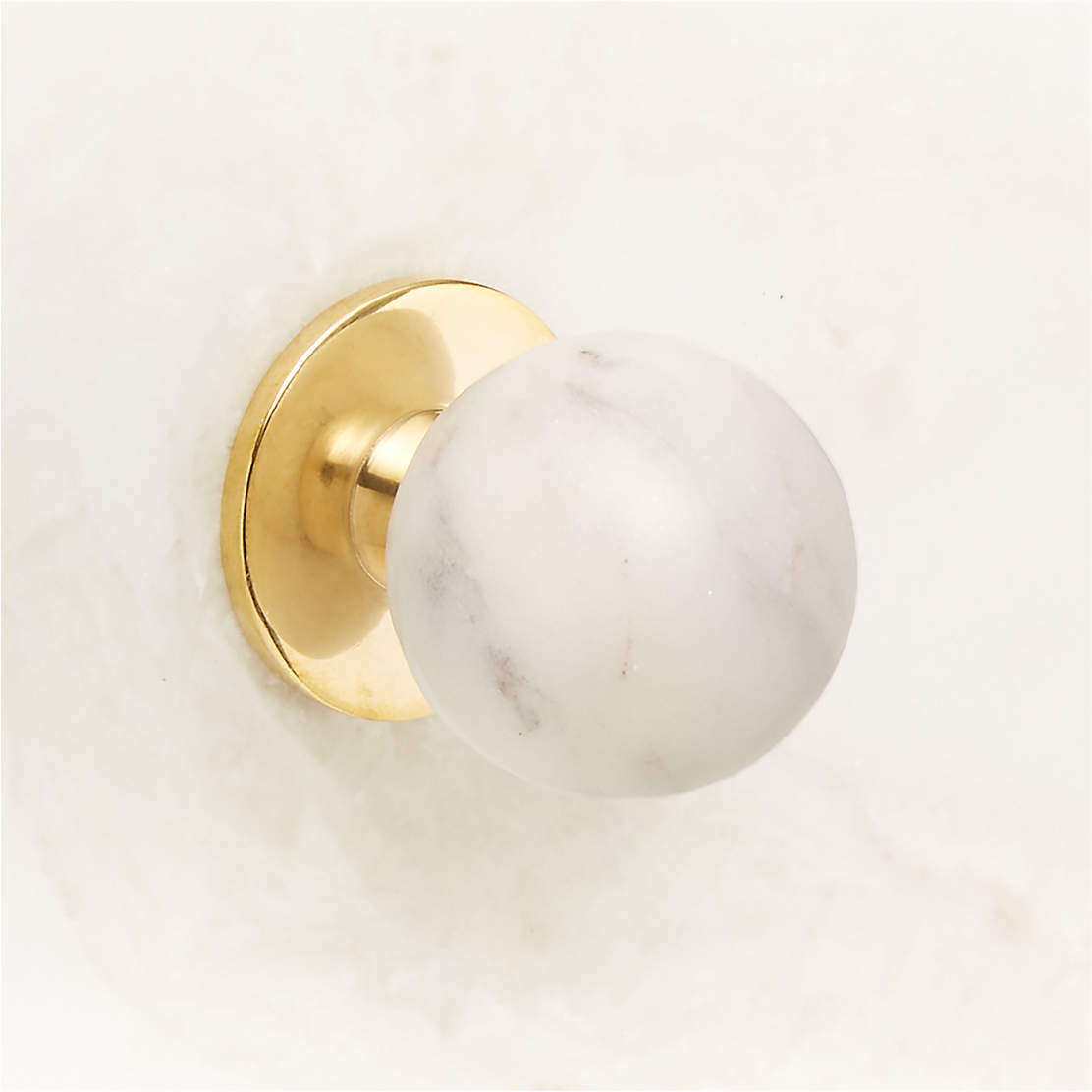 Orvietto Modern Unlacquered Brass Knob 1 Reviews CB2   Avery Unlacquered Brass And Carrara Marble Knob 1.25 