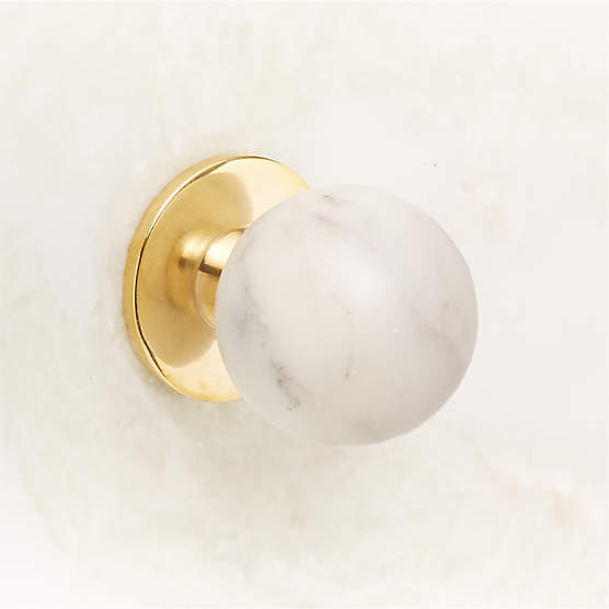 Avery Unlacquered Brass and Carrara Marble Knob 1.25''