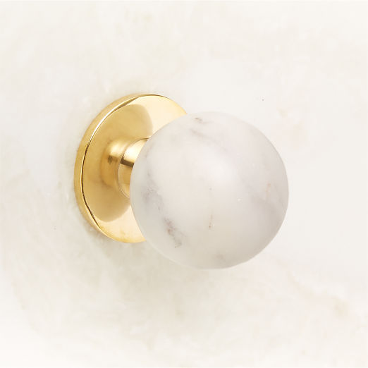 Avery Unlacquered Brass and Carrara Marble Knob 1.25''