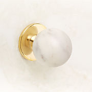 Avery Unlacquered Brass and Carrara Marble Knob 1.25''
