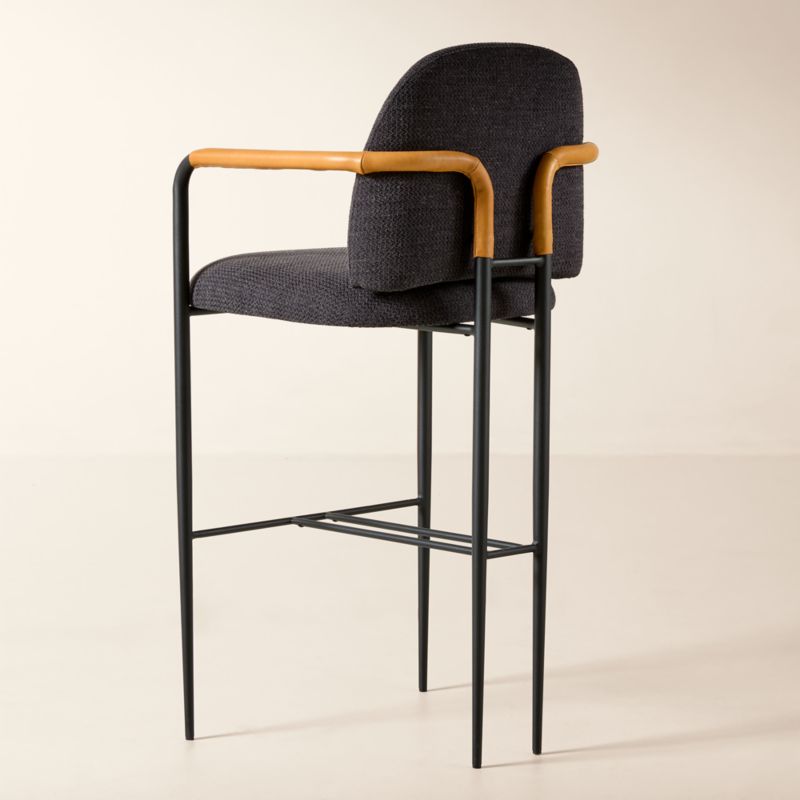 Avont Upholstered Charcoal Performance Fabric Metal Bar Stool - image 3 of 5