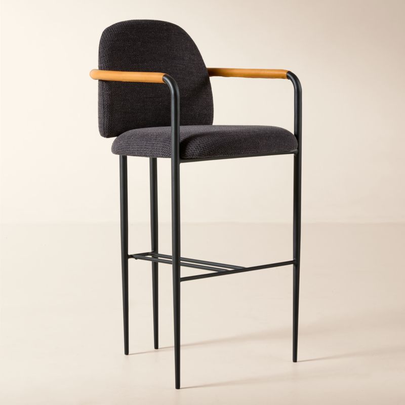 Avont Upholstered Charcoal Performance Fabric Metal Bar Stool - image 1 of 5