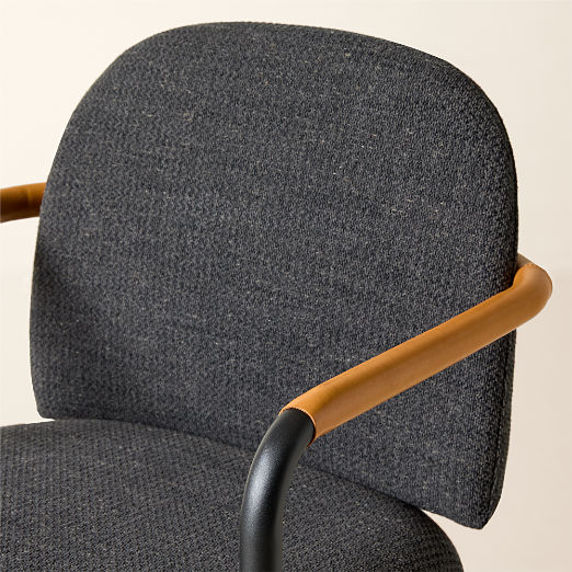 Avont Upholstered Charcoal Performance Fabric Metal Bar Stool Set of 2