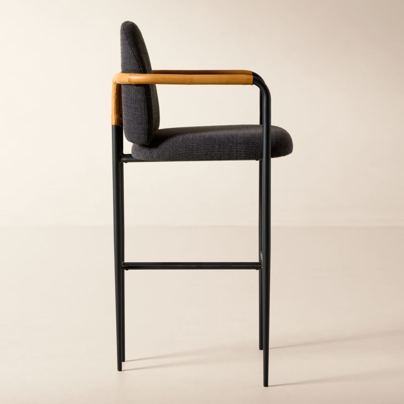 Avont Upholstered Charcoal Performance Fabric Metal Bar Stool - image 2 of 5