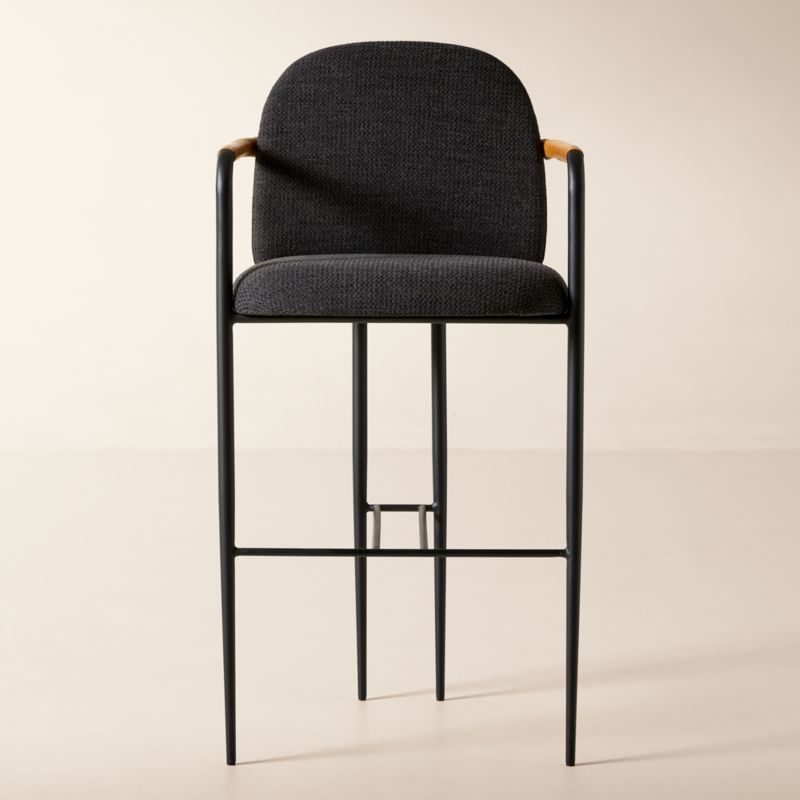 Avont Upholstered Charcoal Performance Fabric Metal Bar Stool - image 0 of 5