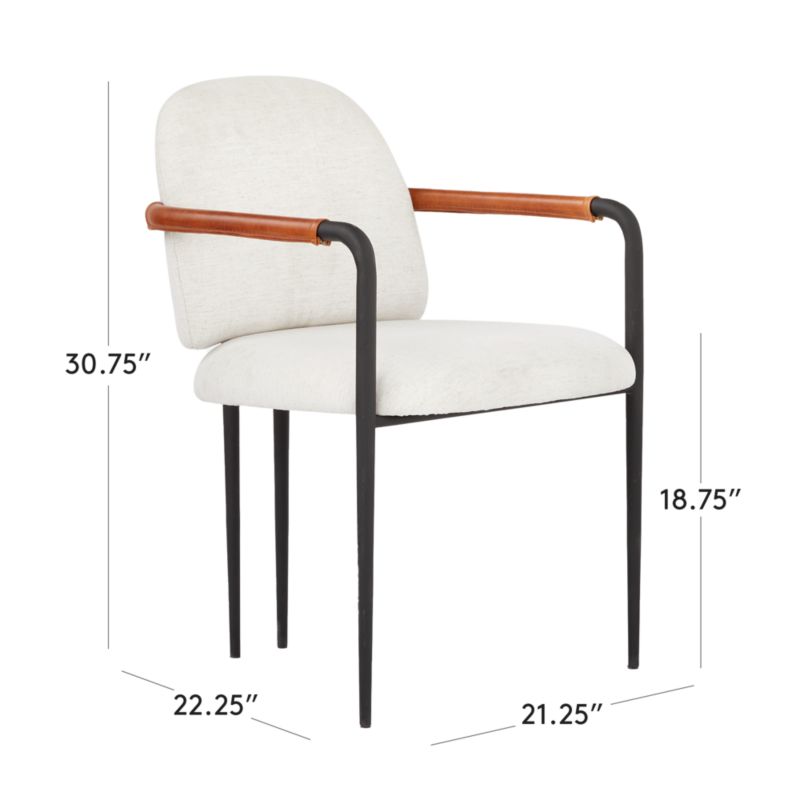 View Avont Upholstered White Performance Fabric Metal Dining Armchair - image 3 of 13