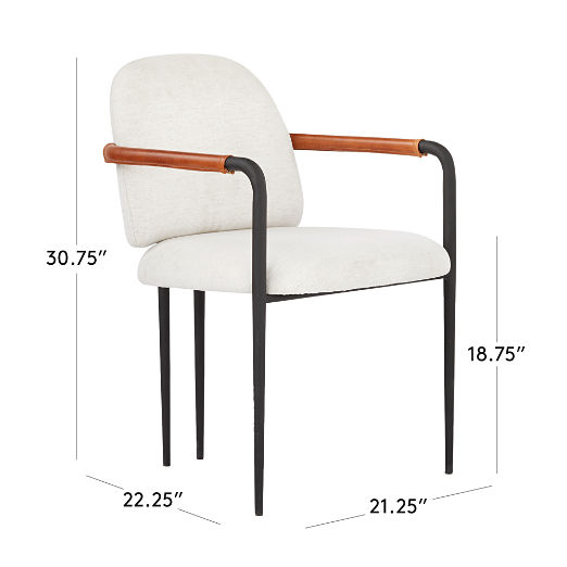 Avont Upholstered White Performance Fabric Metal Dining Armchair