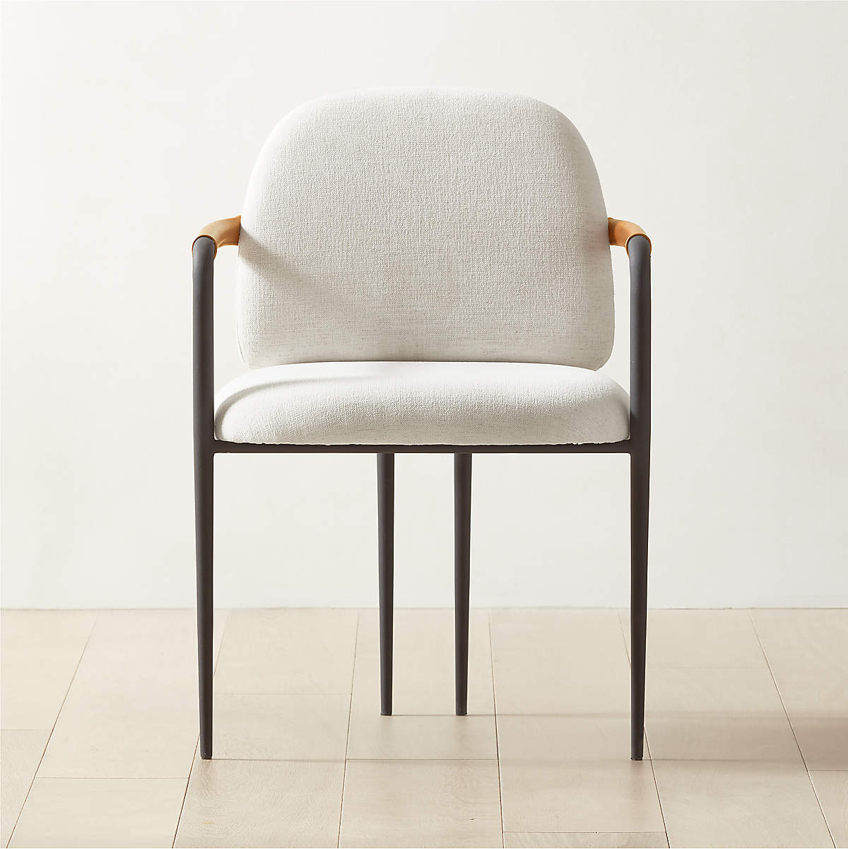 Avont Upholstered Metal Dining Armchair + Reviews CB2