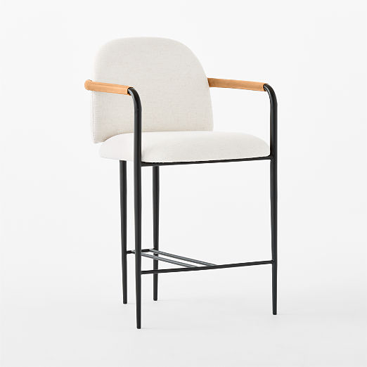 Avont Upholstered White Performance Fabric Metal Counter Stool Set of 2