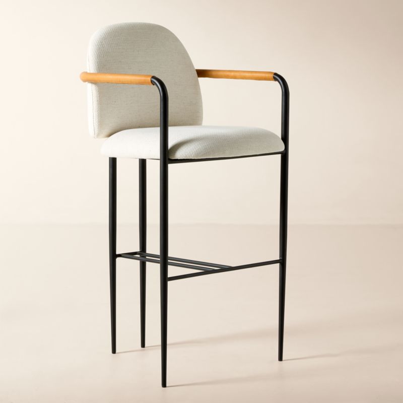 Avont Upholstered White Performance Fabric Metal Bar Stool - image 1 of 5