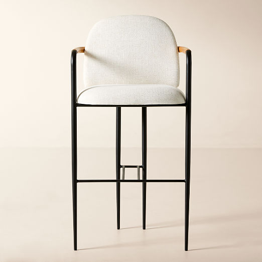 Avont Upholstered White Performance Fabric Metal Bar Stool