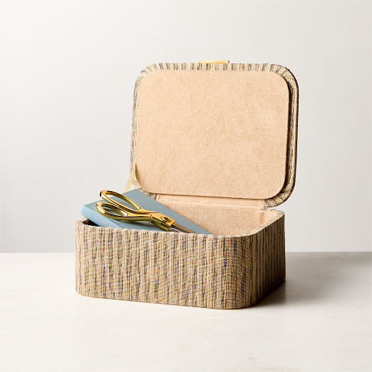 Axton Natural Storage Box with Unlacquered Brass Handle Small