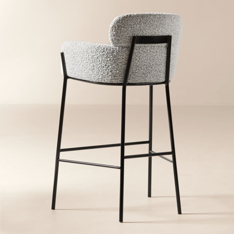 Azalea Upholstered Black and White Boucle Bar Stool - image 3 of 5