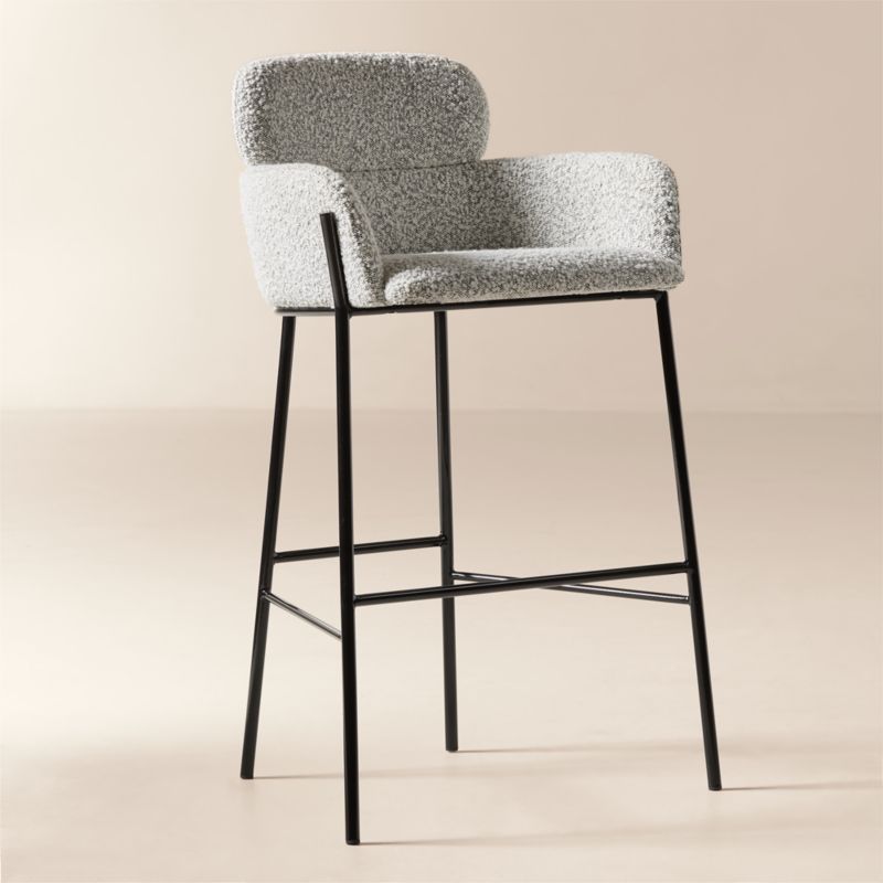 Azalea Upholstered Black and White Boucle Bar Stool - image 1 of 5