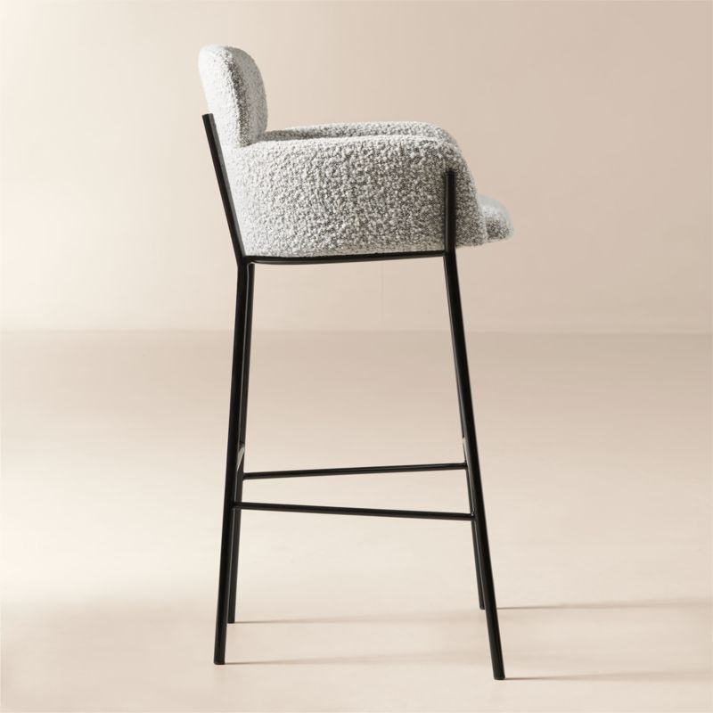 Azalea Upholstered Black and White Boucle Bar Stool - image 2 of 5