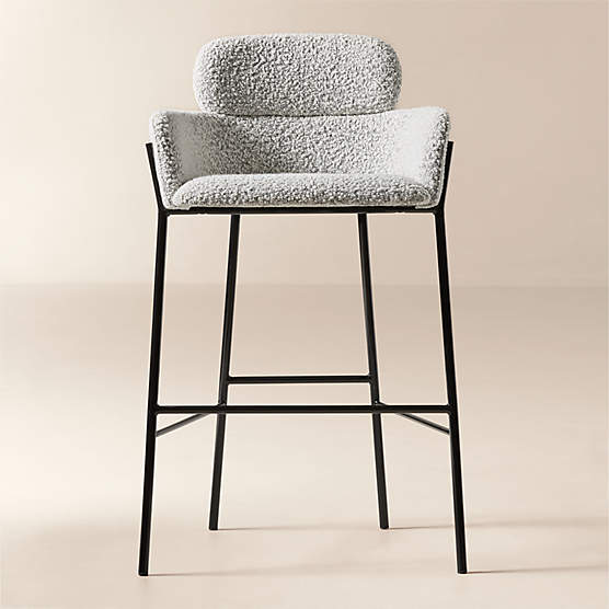 Azalea Upholstered Black and White Boucle Bar Stool Set of 2