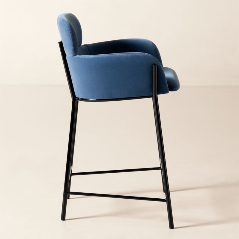 Azalea Blue Velvet Counter Stool - image 2 of 5