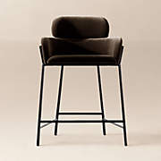 Azalea Mink Grey Velvet Bar Stool + Reviews | CB2