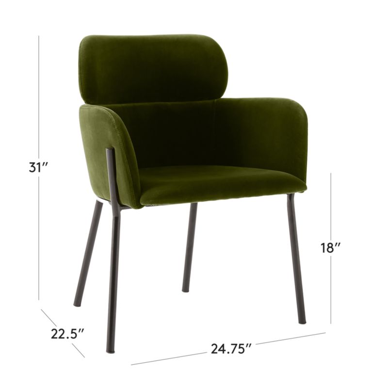 View Azalea Green Velvet Dining Chair - image 3 of 11