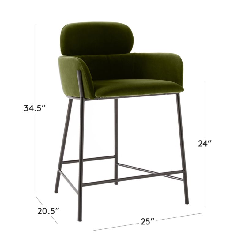 View Azalea Green Velvet Counter Stool Set of 2 - image 2 of 7