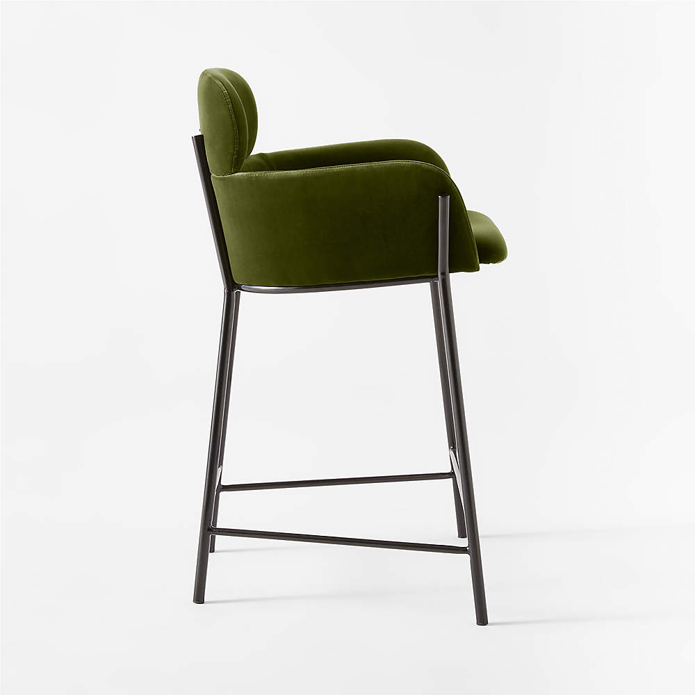 Green velvet counter online stools