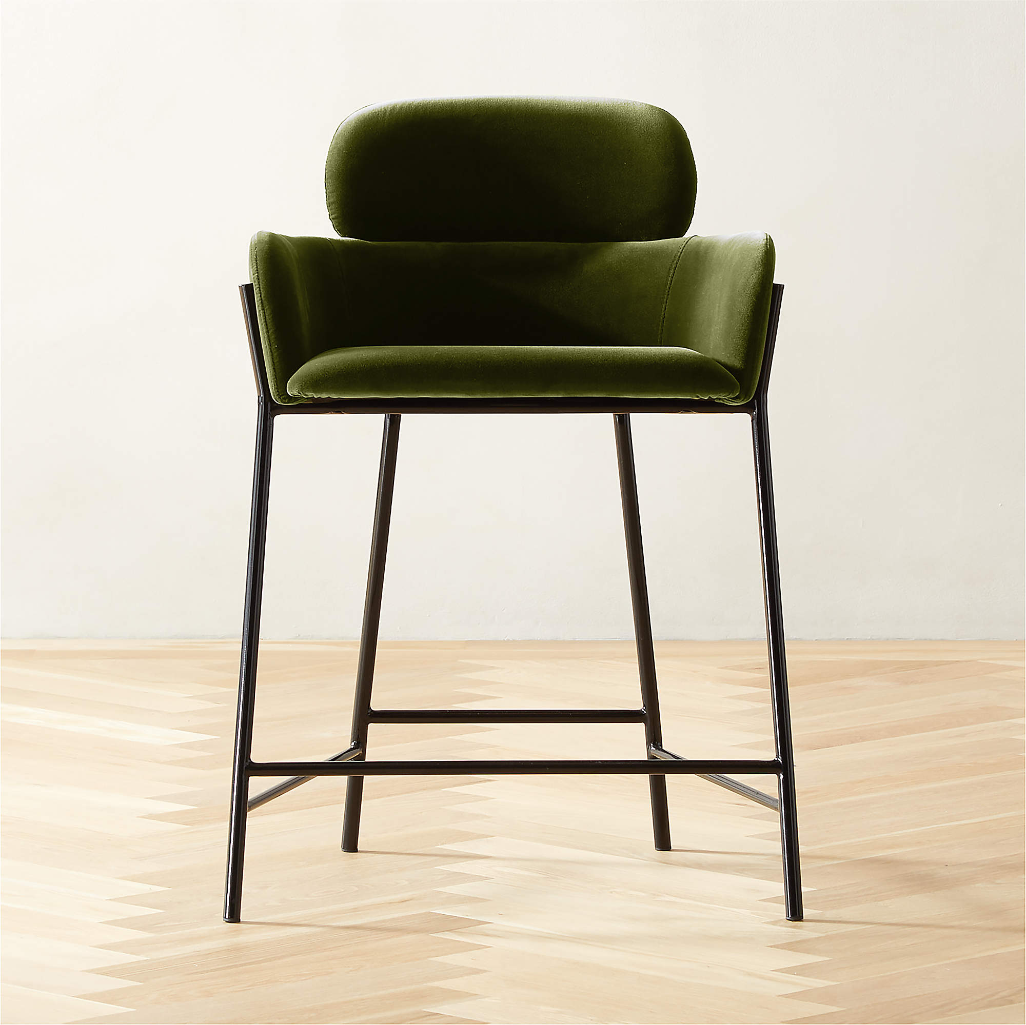 Azalea Green Velvet Counter Stool + Reviews CB2 Canada