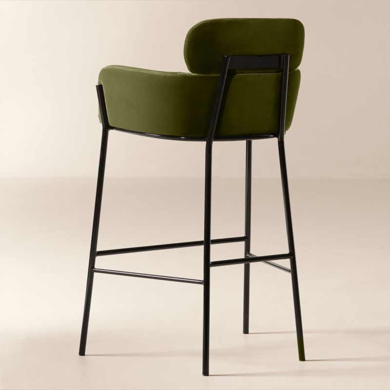 Azalea Upholstered Green Velvet Bar Stool Set of 2 - image 3 of 5