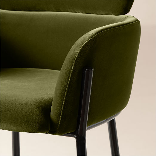 Azalea Upholstered Green Velvet Bar Stool