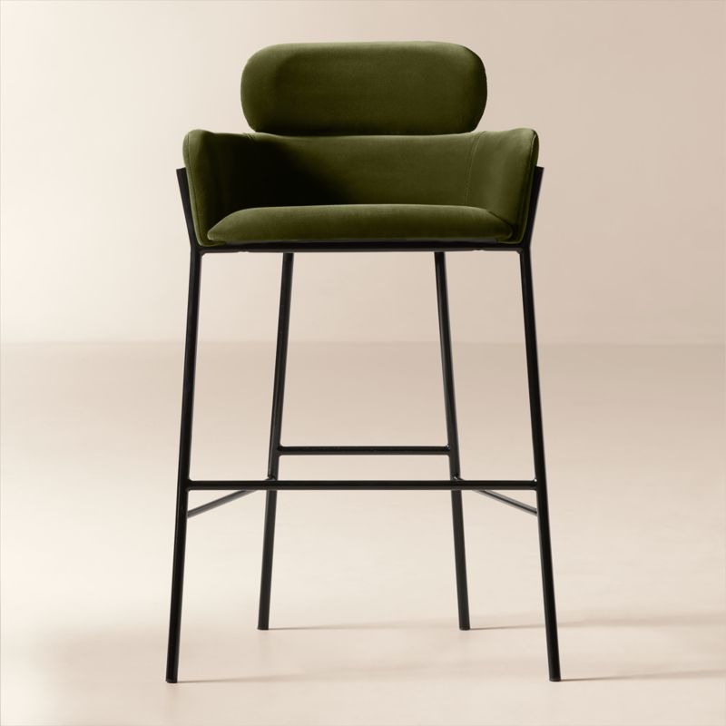 Azalea Upholstered Green Velvet Bar Stool Set of 2 - image 0 of 5