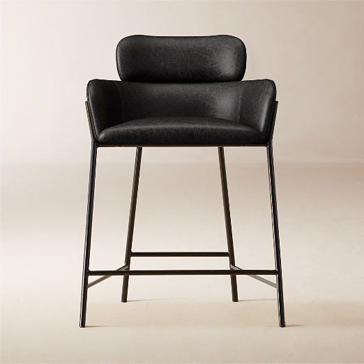 Azalea Leather Counter Stool Bello Black