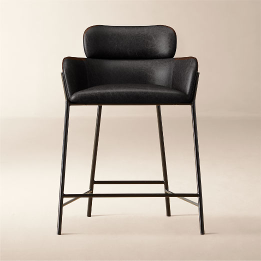 Azalea Leather Counter Stool Bello Black
