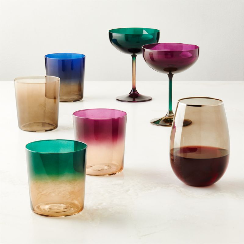 Marta Ombre Blue Double Old-Fashioned Glass by Azeeza + Reviews | CB2