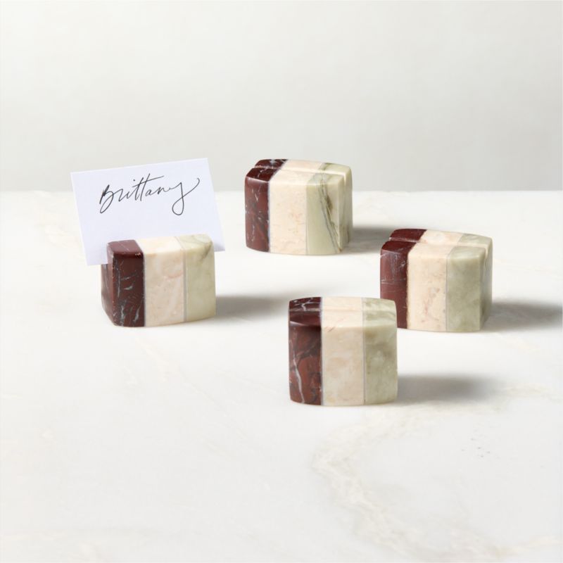 Viewing product image Azure Multi-Colored Marble Placecard Holders Set of 4 by Nina Garcia - image 1 of 4