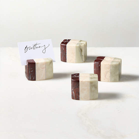 Azure Multi-Colored Marble Placecard Holders Set of 4 by Nina Garcia