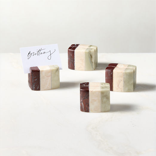 Azure Multi-Colored Marble Placecard Holders Set of 4 by Nina Garcia