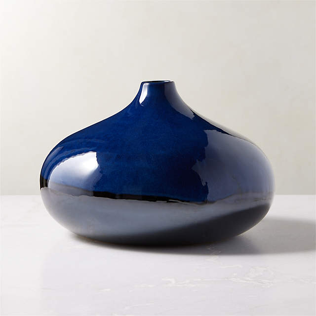 Azure Round Blue Ceramic Vase + Reviews