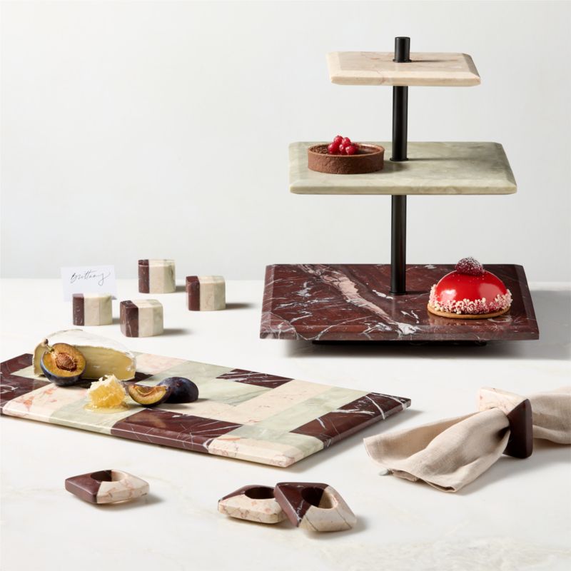 Azure Multi-Colored Marble 3-Tier Server By Nina Garcia - image 5 of 6