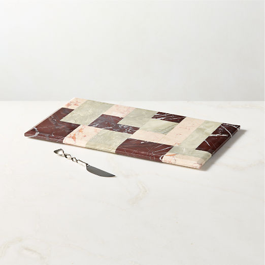 Azure Marble Serving Platter and Nerano Cheese Knife Set by Nina Garcia