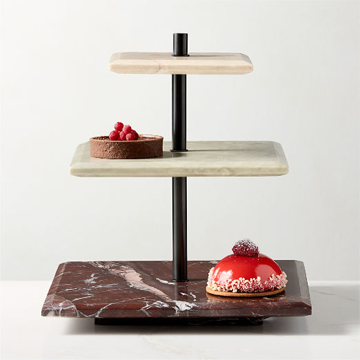 Azure Multi-Colored Marble 3-Tier Server By Nina Garcia