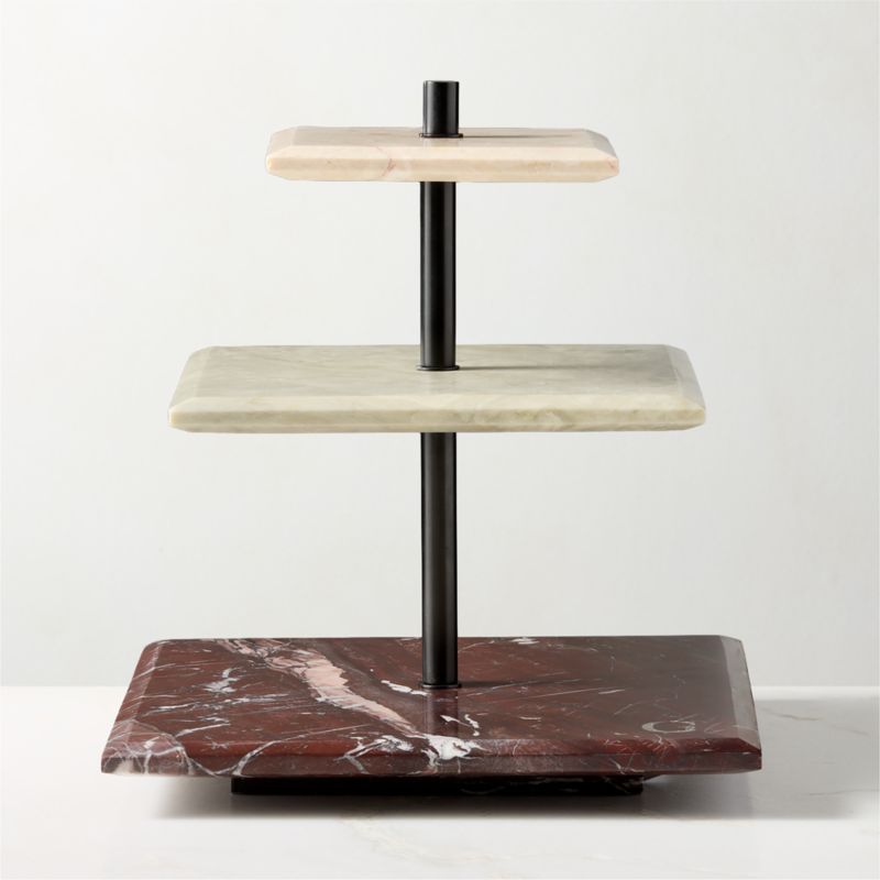 Azure Multi-Colored Marble 3-Tier Server By Nina Garcia - image 3 of 6
